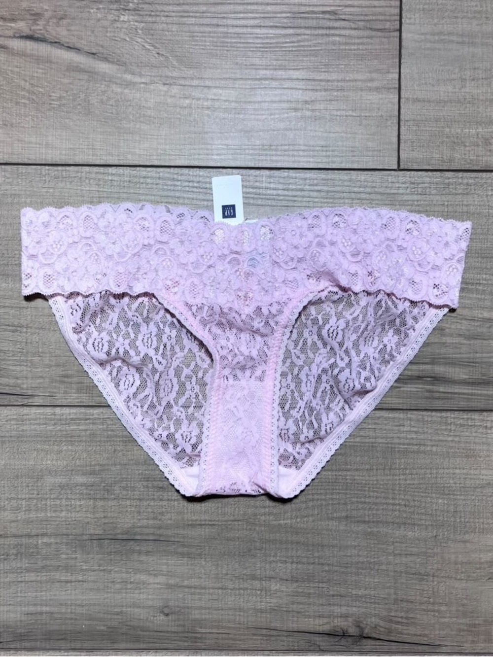 Vintage GAP Body Women's Ultra Low Rise Teeny Bikini Lace Panties Medium Pink